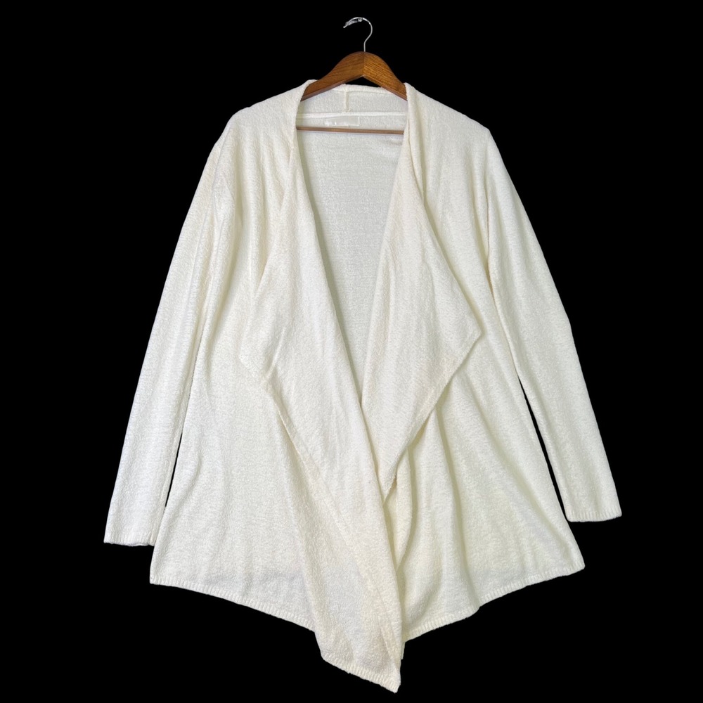 Barefoot Dreams Bamboo Chic Lite S/M Open Front Draped Cardigan Cream